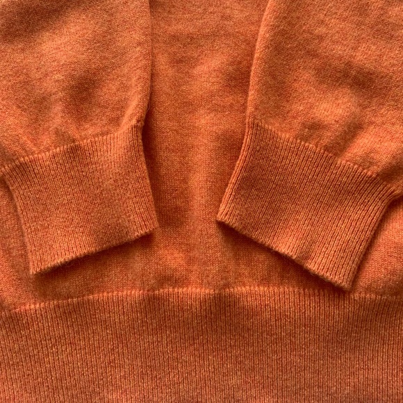 Neiman Marcus Men's Cashmere Sweater V-neck Heathered Orange Sz L - Picture 5 of 10